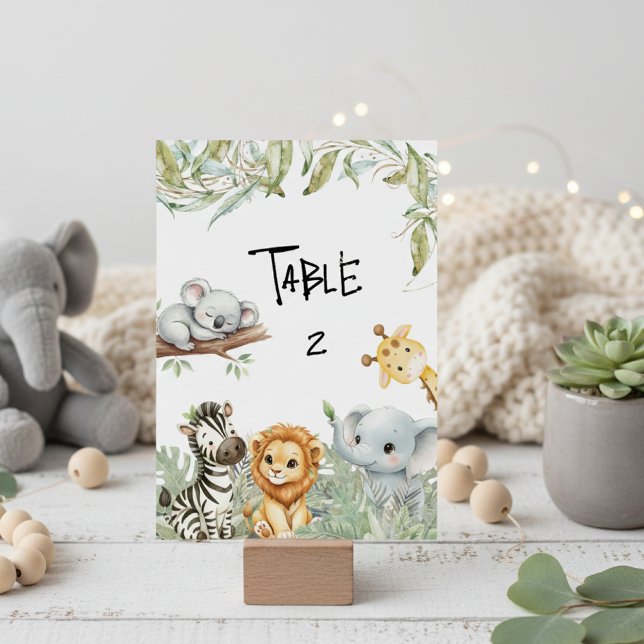 Wild One Boy Safari Jungle Animals Baby Shower  Bordsnummer (Skapare uppladdad)
