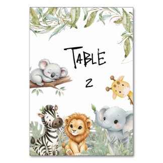 Wild One Boy Safari Jungle Animals Baby Shower  Bordsnummer