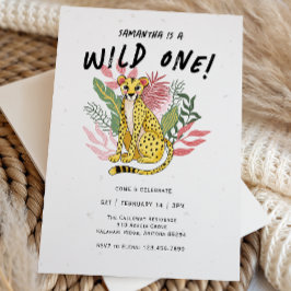 Wild One Cheetah Kids Birthday Party Inbjudningar