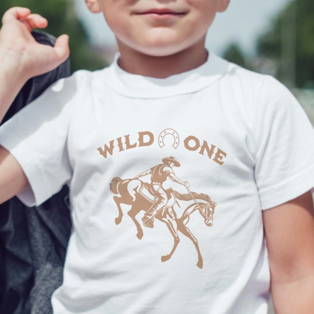 "Wild One" Cowboy Western Kids Första födelsedag  T Shirt (Wild one birthday shirt boy first birthday modern cute cowboy western horse Wild West theme)