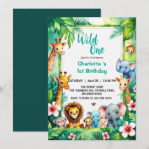 Wild One Cute Jungle Animal Child's 1st Birthday