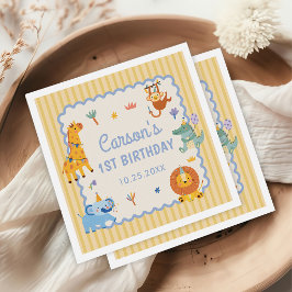 Wild One Cute Safari Animals 1st Birthday Pappersservett