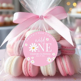 Wild One Daisy Birthday – First Birthday Girl Part Runt Klistermärke
