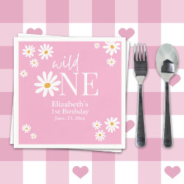 Wild One Daisy First Birthday Party – Boho Floral Pappersservett
