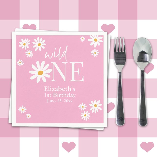 Wild One Daisy First Birthday Party – Boho Floral  Pappersservett (Skapare uppladdad)