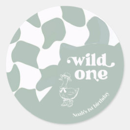 Wild One Dapper Duck 1-årsdag Sagegrön Runt Klistermärke