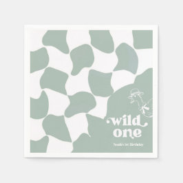 Wild One Dapper Duck 1st Birthday Sage Green Pappersservett