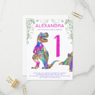 Wild One Dinosaur 1-års födelsedagsfest Budget Inbjudan Vykort
