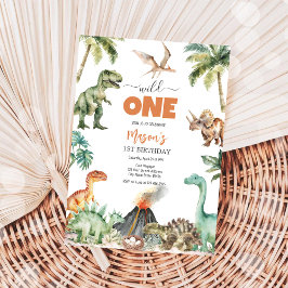 Wild One Dinosaur Kids 1st Birthday Invitatio Inbjudningar