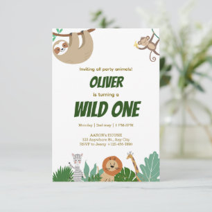 Wild One Djungeldjur Födelsedagsfest Design OSA Kort