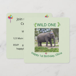 Wild One Elefant Födelsedagsfest Inbjudan Design