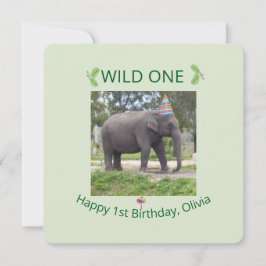 Wild One Elefant Födelsedagsfest Inbjudan Design
