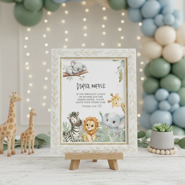 Wild One Elegant Safari Jungle Animals Baby Shower Tilläggskort (Skapare uppladdad)