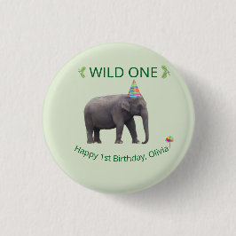 Wild One Elephant Birthday Accent Knapp