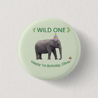 Wild One Elephant Birthday Accent Knapp