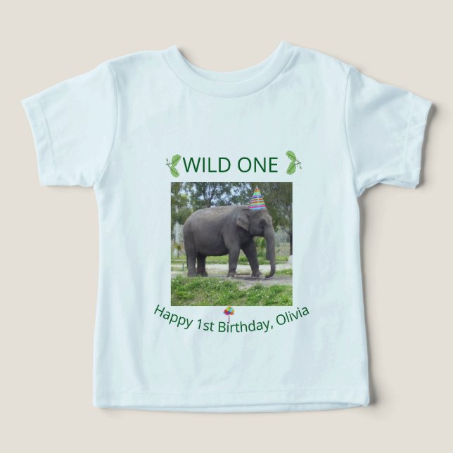Wild One Elephant Safari Celebration T Shirt (Design Framsida)