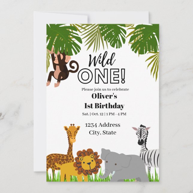 Wild one first birthday invitation  inbjudningar (Framsida)
