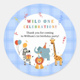 Wild One First Birthday Invitation Runt Klistermärke