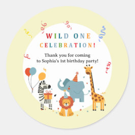 Wild One First Birthday Invitation Runt Klistermärke