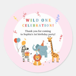 Wild One First Birthday Invitation Runt Klistermärke