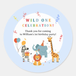Wild One First Birthday Invitation Runt Klistermärke