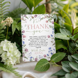 Wild One Floral Birthday Thank You Card Inbjudningar