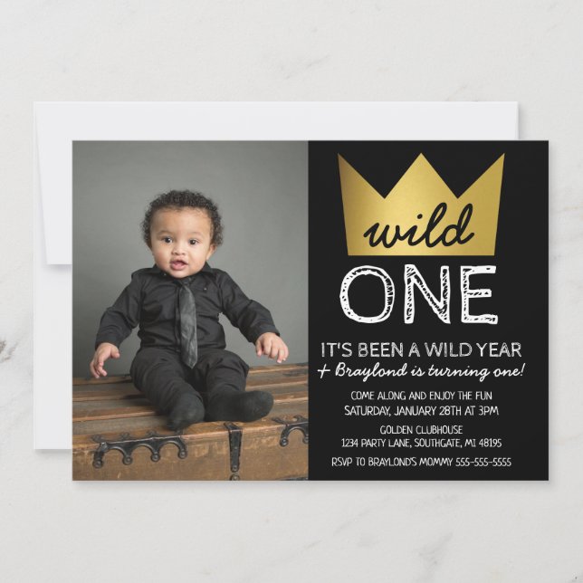 Wild One Första Födelsedags Foto Inbjudan (Framsida)
