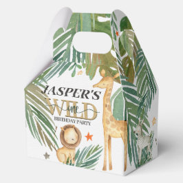 🎉🌿 Wild One Gold Green Birthday Favour Boxes Presentaskar