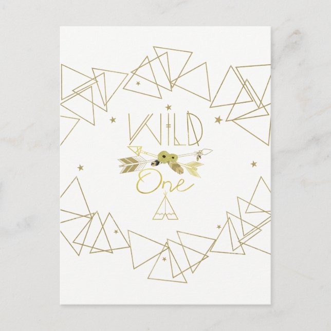 Wild One Guld Geometriska Trianglar Modernt Spara  Meddelande Vykort (Framsida)