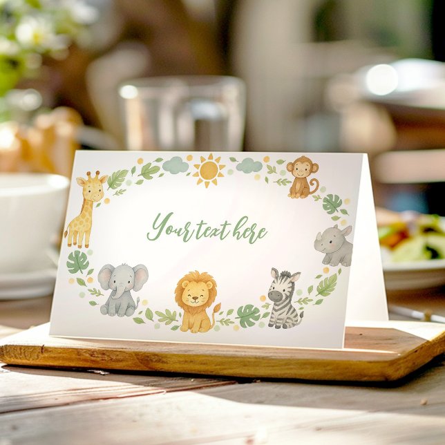 Wild One Jungle Animals Birthday Food Tent Placeringskort (Skapare uppladdad)