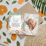 Wild One Jungle Photo Thank You Inbjudningar<br><div class="desc">Send a sweet note of gratitude with this adorable Wild One jungle photo thank you card. Featuring watercolor safari animals — lion, giraffe, elephant, monkey, and tiger — surrounded by lush tropical leaves and your baby’s photo. Perfect for coordinating with a Wild One, jungle, or safari first birthday theme. Personalize...</div>
