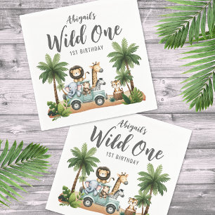 Wild One Jungle Safari 1-års födelsedagsfest Pappersservett