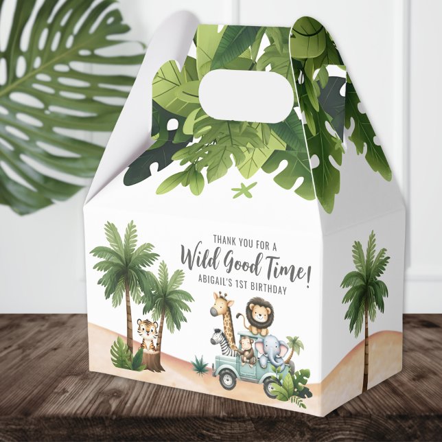Wild One Jungle Safari 1-års födelsedagsfest Presentaskar (Wild One Jungle Safari 1st Birthday Party Favor Boxes)