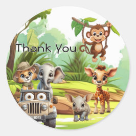 Wild One Jungle Safari 1-årsdag Pappersmugg Runt Klistermärke