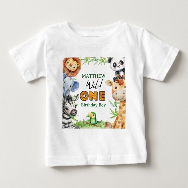 Wild One Jungle Safari 1-årsdag  T Shirt (Framsida)
