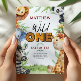 Wild One Jungle Safari 1st birthday Invitation Inbjudningar