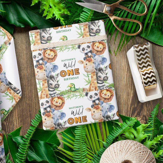 Wild One Jungle Safari 1st birthday  Presentpapper (Skapare uppladdad)