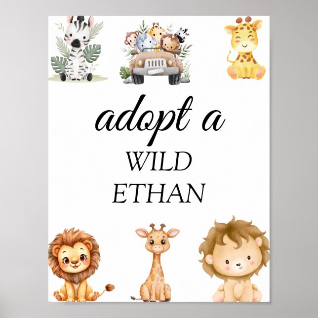 Wild One Jungle Safari Birthday for Boys Poster (Framsidan)