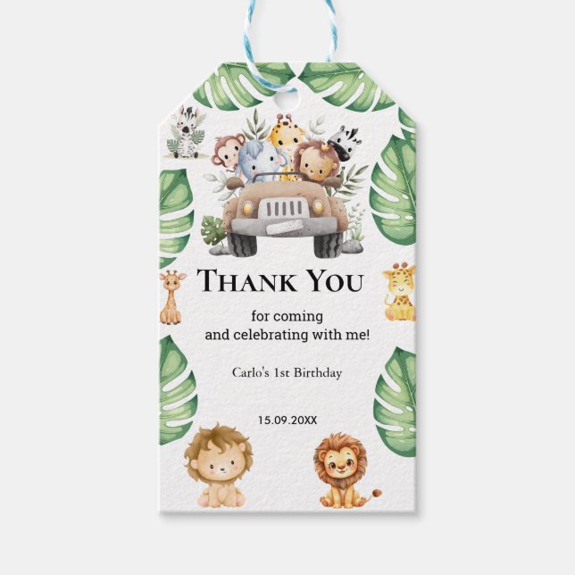 Wild One Jungle Safari Birthday for Boys Presentetikett (Framsidan)