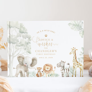 Wild One Jungle Safari Guestbook Gästböcker
