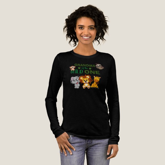 Wild One Jungle Safari Zoo Animal Grandma Birthday T Shirt (Hel framsida)