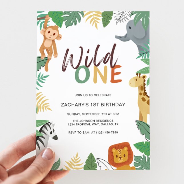 Wild One Kids Safari 1st Birthday Party Inbjudningar (Skapare uppladdad)