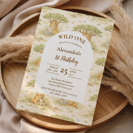 Wild One Neutral Safari First Birthday Inbjudningar