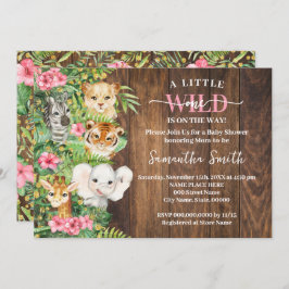 Wild One on the Way Pink Rustic Safari Baby Shower Inbjudningar