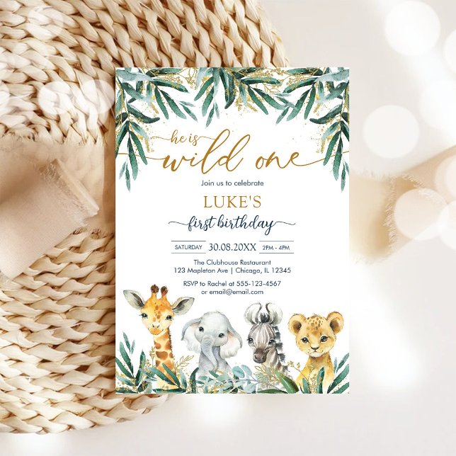 Wild One Party Animals Kids Birthday Invitation Inbjudningar (Skapare uppladdad)