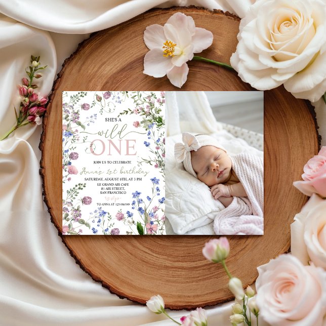 Wild One Photo 1st Birthday Invitation Inbjudningar (Skapare uppladdad)