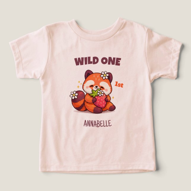 Wild One Red Panda First Birthday T Shirt (Design Framsida)