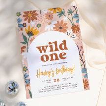 Wild One Retro Boho Vildblomma 1-års födelsedagsfe