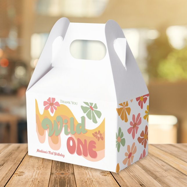 Wild One Retro Rainbow Daisy 1:a födelsedagen Presentaskar (Skapare uppladdad)