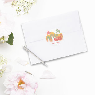 Wild One Retro Rainbow Daisy första födelsedagen Runt Klistermärke